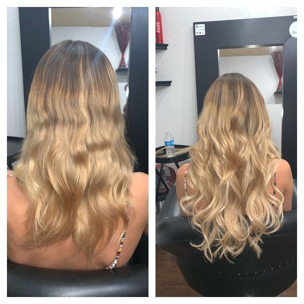 Before and after hair extensions by Ms Manae, set 9
