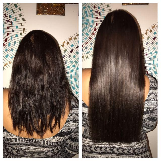 Before and after hair extensions by Ms Manae, set 10