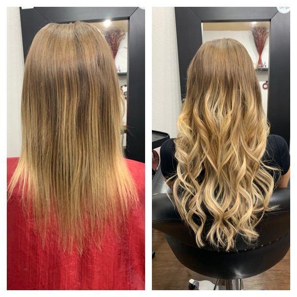 Before and after hair extensions by Ms Manae, set 12