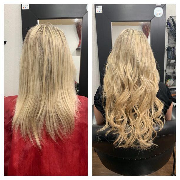 Before and after hair extensions by Ms Manae, set 13