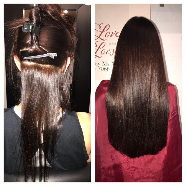 Before and after hair extensions by Ms Manae, set 14