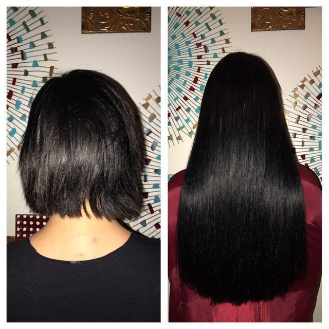 Before and after hair extensions by Ms Manae, set 16
