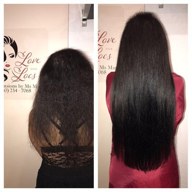 Before and after hair extensions by Ms Manae, set 17