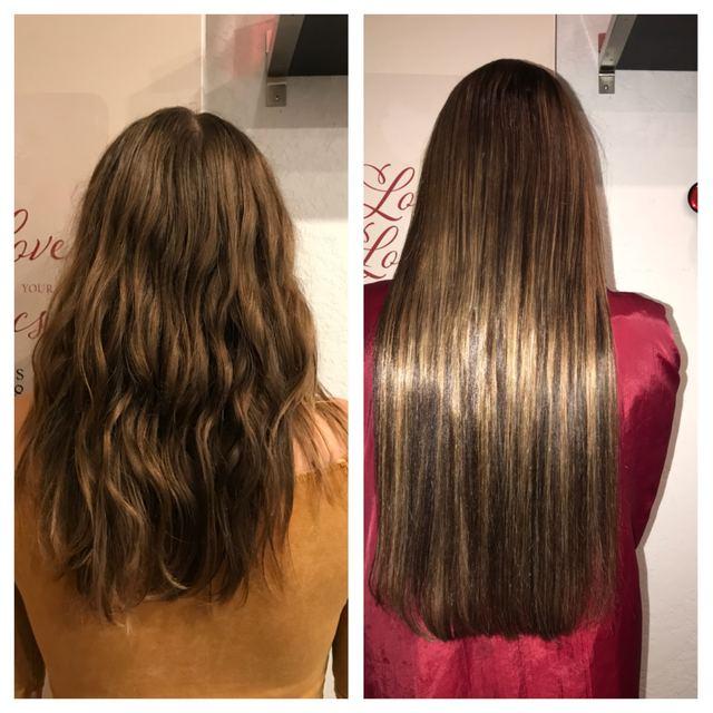 Before and after hair extensions by Ms Manae, set 18