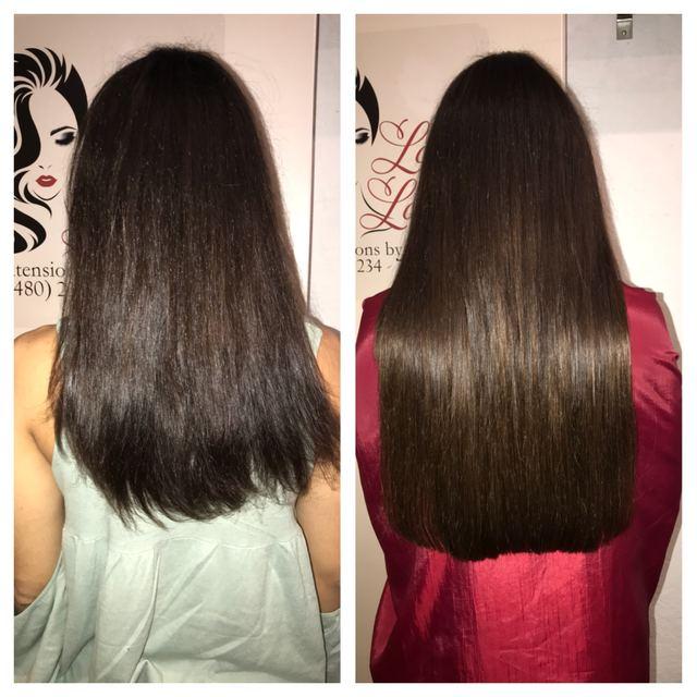 Before and after hair extensions by Ms Manae, set 20