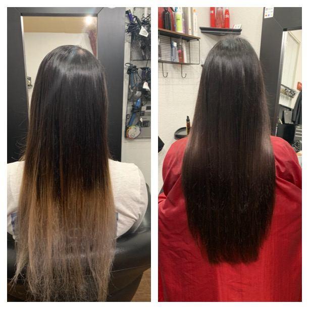 Before and after hair extensions by Ms Manae, set 29