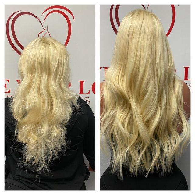 Before and after hair extensions by Ms Manae, set 32