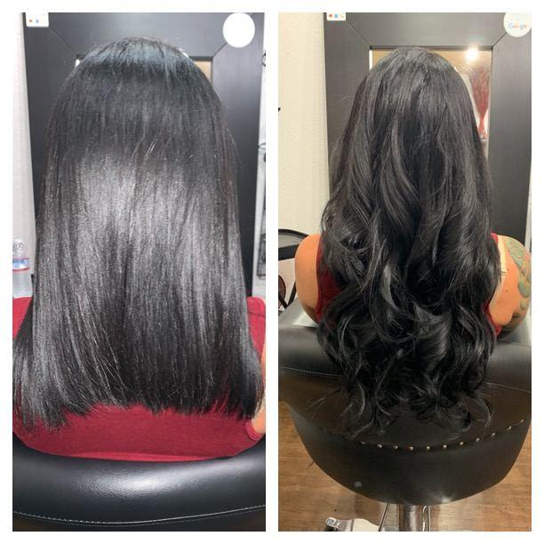 Before and after hair extensions by Ms Manae, set 36