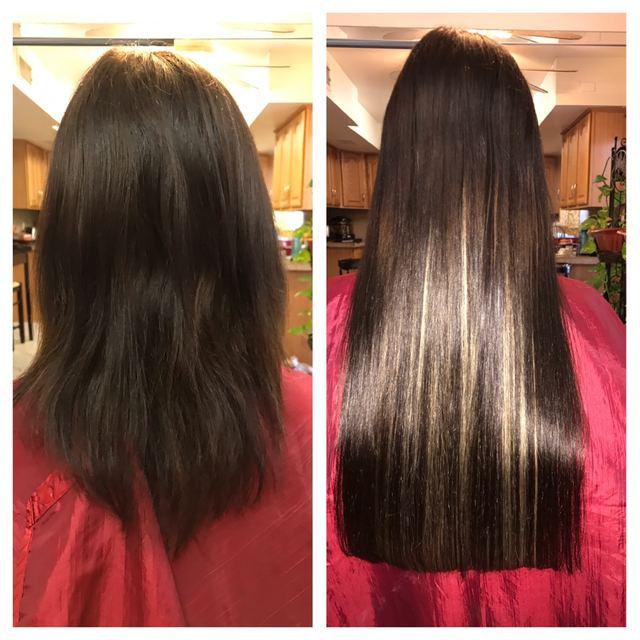 Before and after hair extensions by Ms Manae, set 41