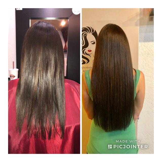 Before and after hair extensions by Ms Manae, set 43