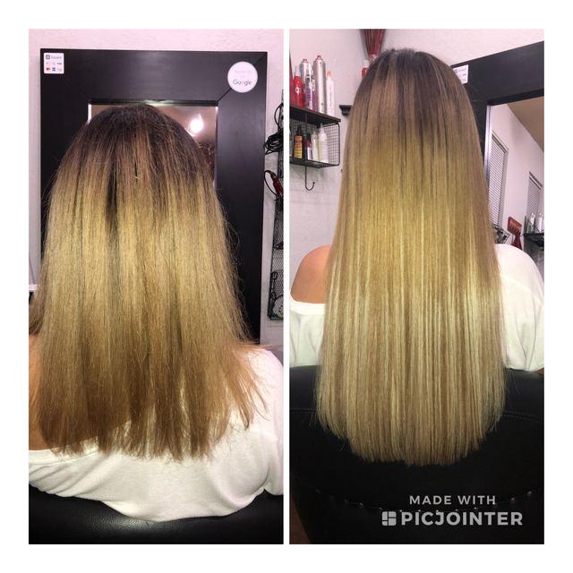 Before and after hair extensions by Ms Manae, set 45