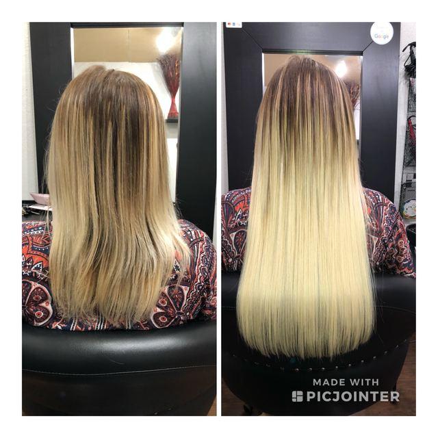 Before and after hair extensions by Ms Manae, set 47