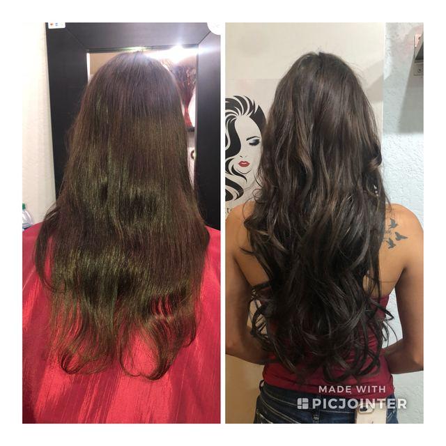 Before and after hair extensions by Ms Manae, set 52