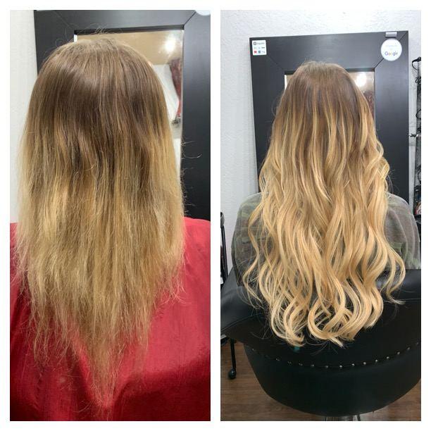 Before and after hair extensions by Ms Manae, set 53