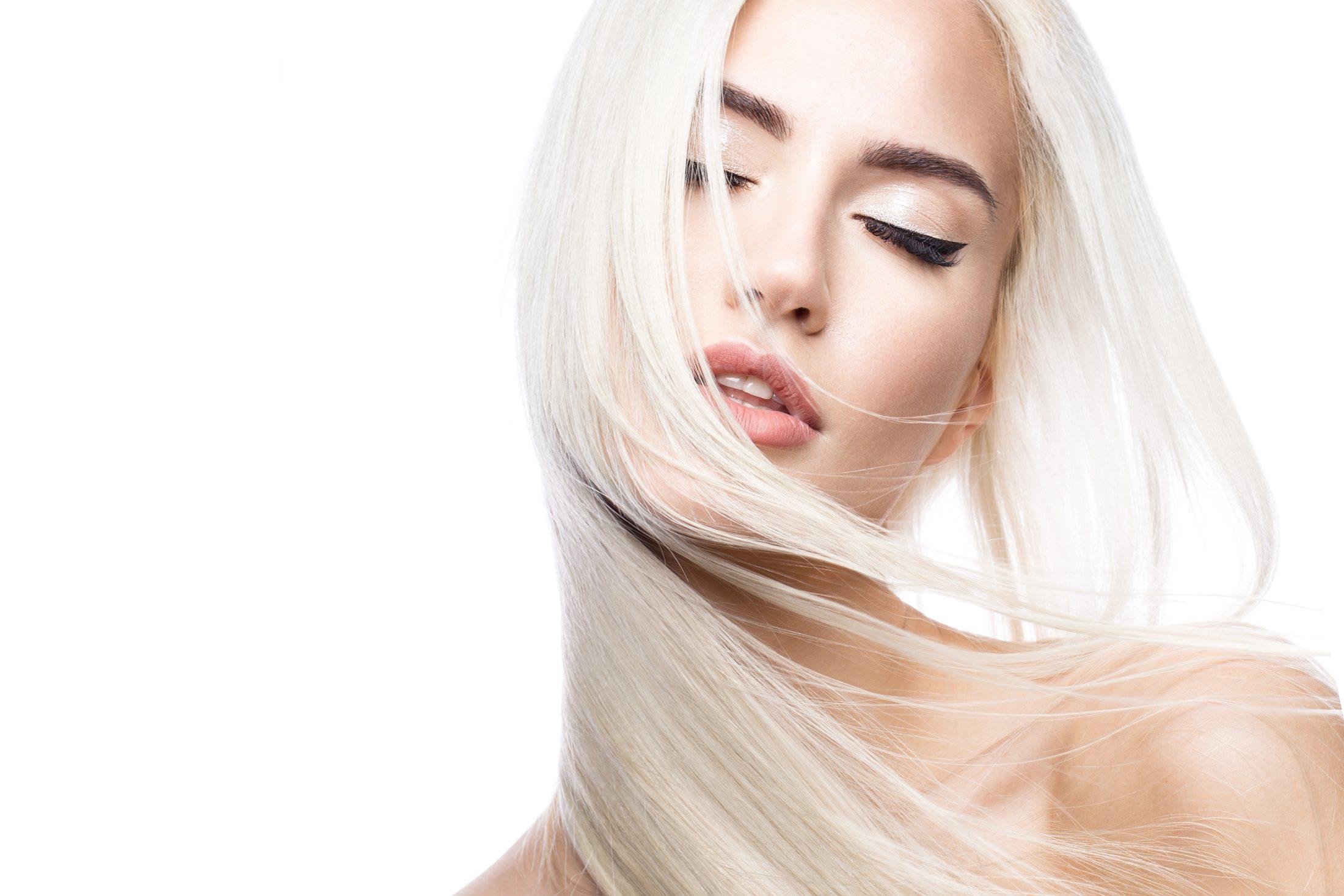Long, voluminous blonde hair extensions